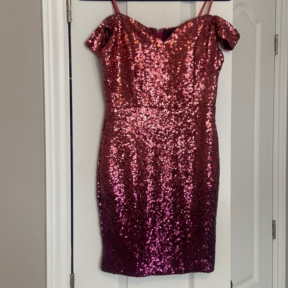 Ombré Sequins Mini Dress